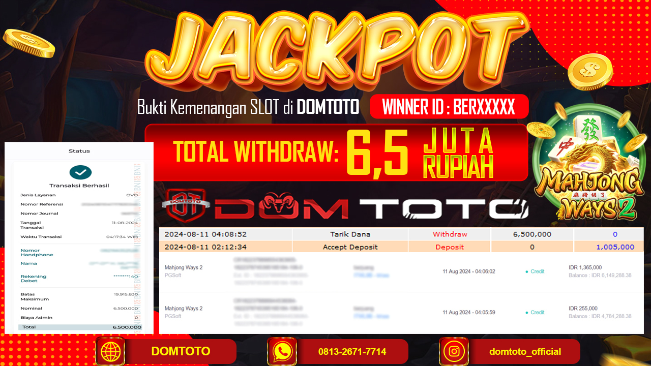 JACKPOT SLOT MAHJONG WAYS 2 11 AGUSTUS  2024